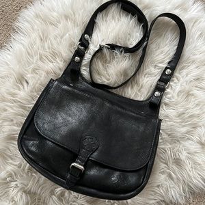 PATRICIA NASH Messenger Bag - heavy black leather. Gorgeous.